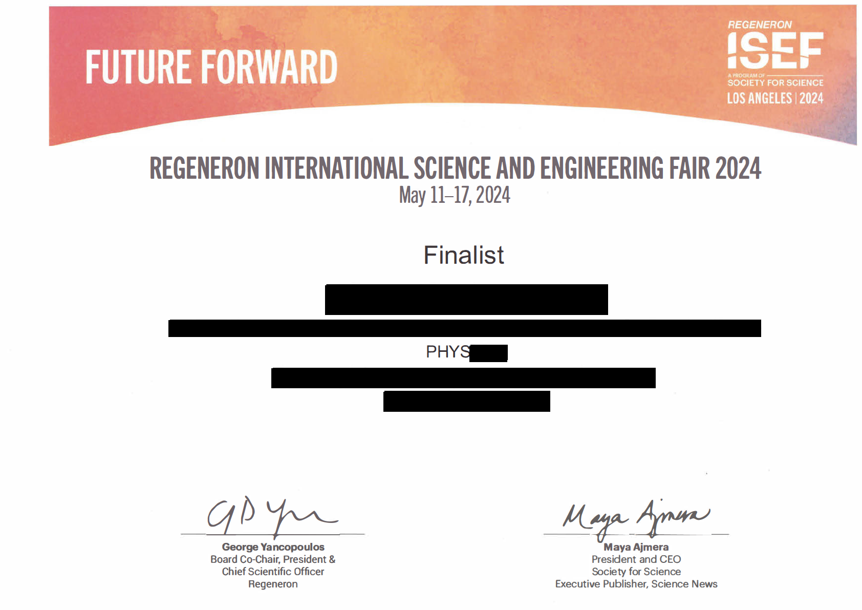 ISEF 수상 실적 1